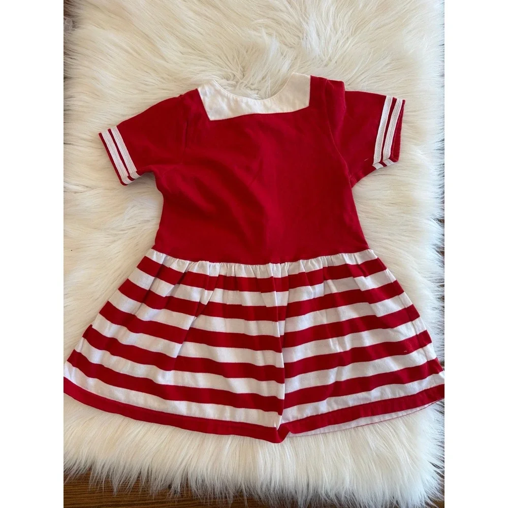 Vintage in design sailor striped red white dress‎ size 2 fit